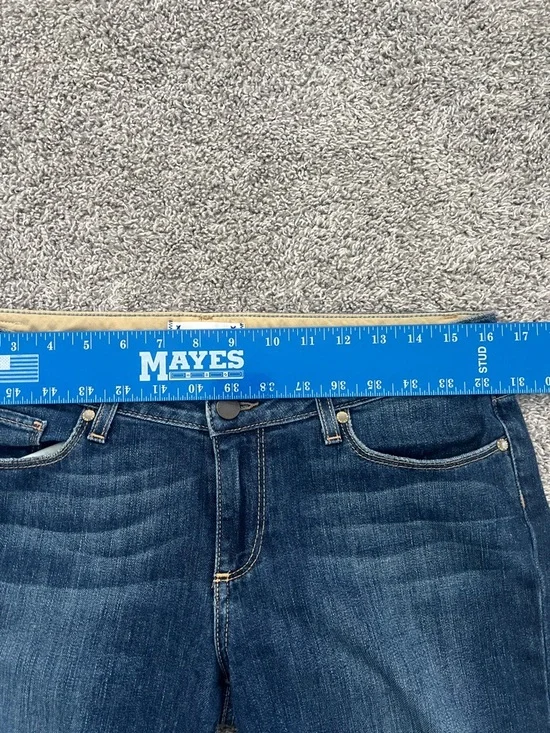 Paige Jimmy Jimmy Distressed Medium Blue Crop Stretch Denim Jeans - Size 28 - Picture 12 of 13